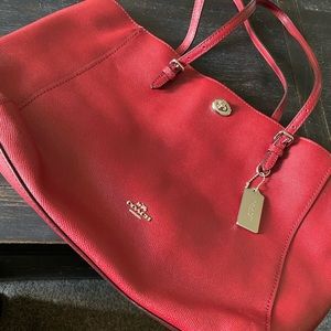 Coach Red Leather Tote